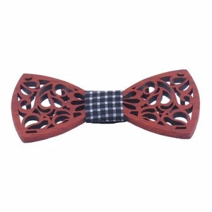 Hollow Cutting Chinese Style Wooden Bow Tie for Party or Wedding