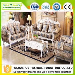 Home Use High Class Living Room Furniture European Neo Classical Wooden fabric Sofa