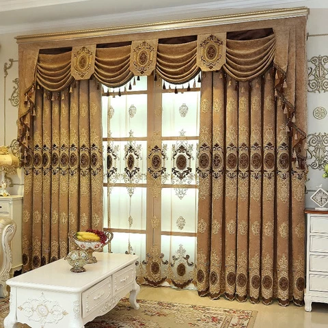 hot sale china rideaux 3D embroidery blackout living room valance curtain window curtains