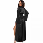 Hot sale gorgeous lace trimmed robe femme sexy night dress women lingerie bath robes