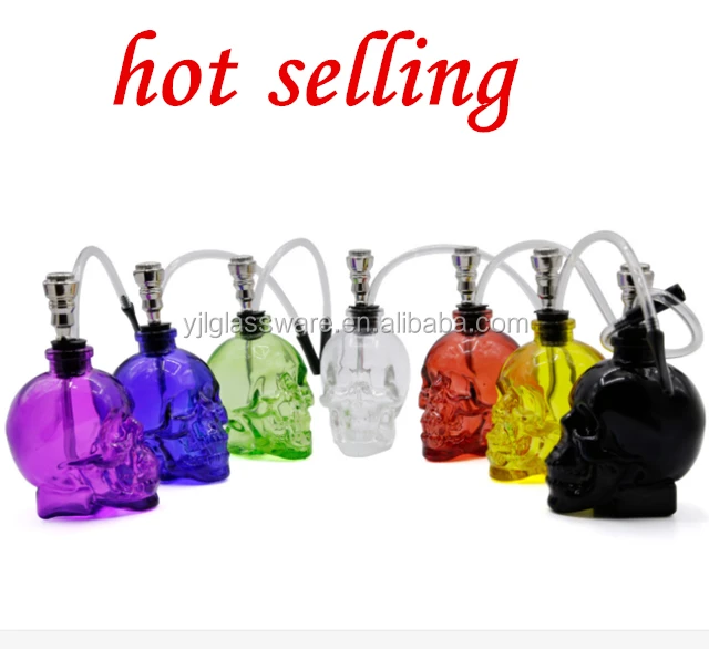 hot sale new style popular skull shape glass bottle hookah