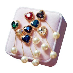Hot sale pearl rhinestone fan women brooch for gifts broche for women