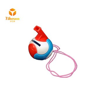 hot sale product customized promotional football shaped sport referee whistle plastic emergency plastic whistle with lanyard