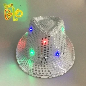 Hot Sale Sequin LED Light Up Party Fedora Hat