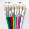 Hot Selling Candy Colored 4PCS Flat Tips Plastic Handle Bristles Acrylic/Watercolor/Gouache/Oil Paint Brush