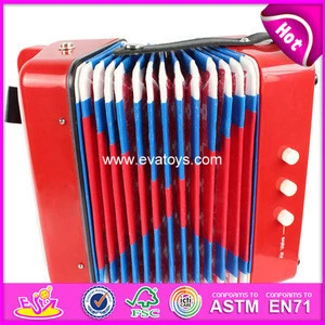 Hot selling children toy wooden musical accordion instrument W07K006A