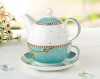 Hot selling new design bone china tea for one teapot and cup with gold rim