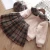 Import IHJ863 Autumn and winter kids clothing sets 1-5 years old baby girls&#x27; plus fleece top + plaid skirt from China