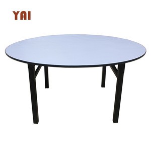 iron frame restaurant buffet 10-12 people large plastic dinner folding wooden round dining hotel table wholesale