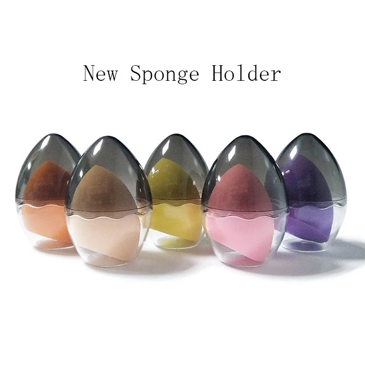 JZG Factory Custom Logo Mini Travel New Design Egg Shape Cosmetic Beauty Sponge Stand Holder Powder Makeup Puff Sponge Holder