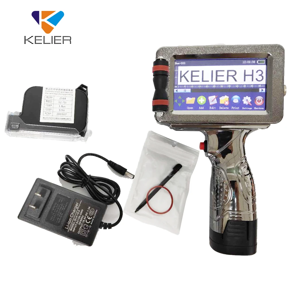 Kelier The best quality printing speed 406m min the handheld HD printer printing hand code inkjet date metal printing logo