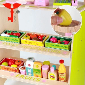 Kids mini market play set wooden military toys Mini shop play set toy for the kids play