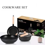 kitchen pots black fry sauce pan price nonstick induction cast iron cookware set