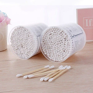 Lameila Brand wholesale 250 pcs round and pointy tip wooden cotton buds stick makeup cosmetic swab buds