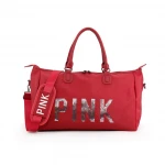 Large Capacity letter printed pink luggage travel bags women outdoor fitness sport duffel bag for girls