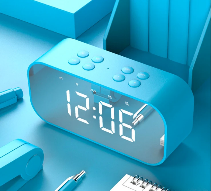 LED alarm clock with screen clock mini mirror wireless bluetooth speaker