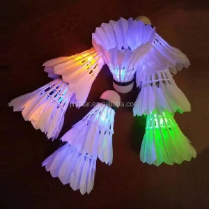 LED colorful duck feather badminton shuttlecock with foamed plastic head