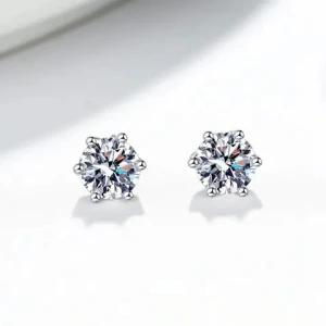 Lerca USA Stock Genuine 925 Sterling Silver VVS Moissanite Diamond Classic Solitaire Stud Earrings For Men Women