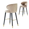 Light luxury modern household high stools bar stools bar counter reception desk backrest stainless steel solid wood bar stools