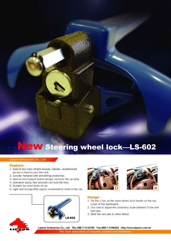Lipson LS-602 Car security system lock Steering wheel lock