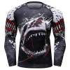 LMW factory special offer printed shark long sleeve cheap rash guard