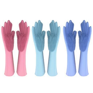 long plastic household silicone magic scrubber glove