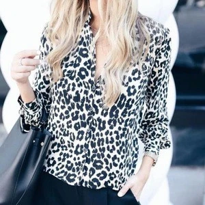 loose printed leopard Plus Size Women Long Sleeve Shirt 2018 new design 255786