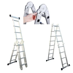 Low MOQ 4*6 Steps Multipurpose Adjustable Folding Stair Aluminum Ladder