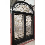 Luxury Design Aluminum Casting Expolision Bullet Proof Security Door Metal Wrought Iron Entrance Door Cheap Price