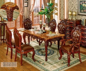 Luxury marble top dining table set NG5637&amp;NG5633&amp;NG5633A