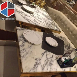 Luxury restaurant Italian arabescato marble dining table