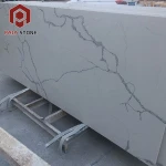 Man Made Calacatta Quartz Stone Bathroom Countertop Ivory White Color