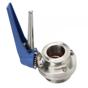Manual 1"  1.5 inch, 2", 3", 4" Sanitary 304 316L Stainless Steel Trigger Handle ferrule Butterfly Valve with clamp