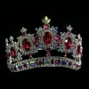 Manual Customization Full Round Big Shiny Beauty Queen Rhinestone Metal Silver Pink AB Pageant Contest Crown and Tiara