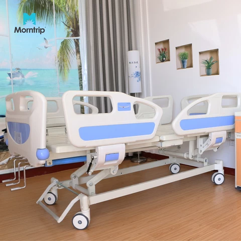 Manufacturer Wholesale High Quality Good Price 4 Crank Medical Bed 5 Function Nursing Patient Hospital Bed with mattress