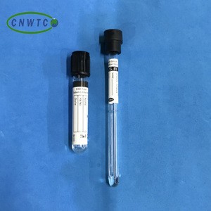 Medical disposable slender ESR vacuum blood collection tube black top