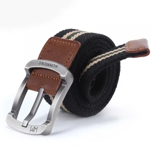 Men&#x27;s pin buckle canvas inner belt casual wild lengthened braided belt Young students knitted adjustable long belts