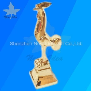 Metal Golden Pheasant Trophy With Gold Rooster Awards