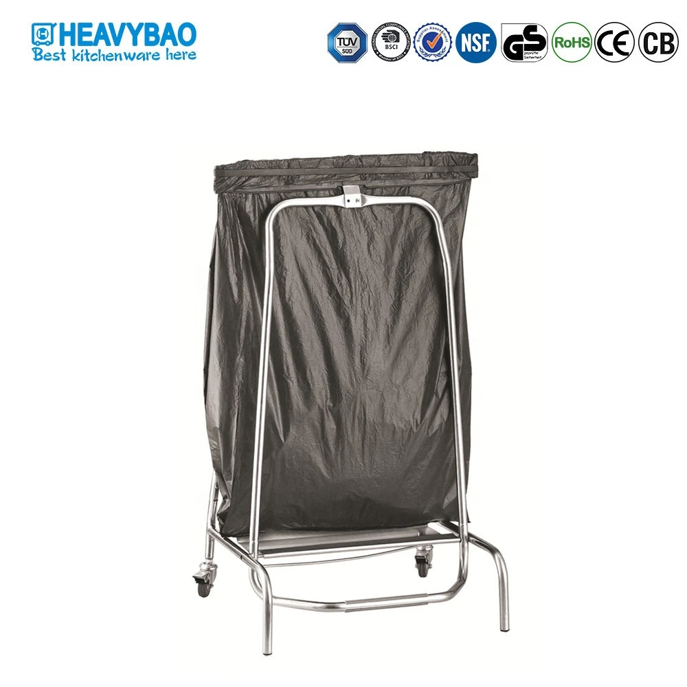 Mobile Trash Waste bag holder Stainless Steel Knocked-down Rubbish Recycling Cart Cleaning Trolley For Hospital