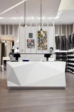 Modern Diamond Reception Desk Office Custom Logo Led Acrylic Hotel Dental Clinic Reception Counter Table