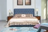 Modern European Bedroom Furniture Luxury Double Bed with Headboard Linen Fabric Tufted Bed