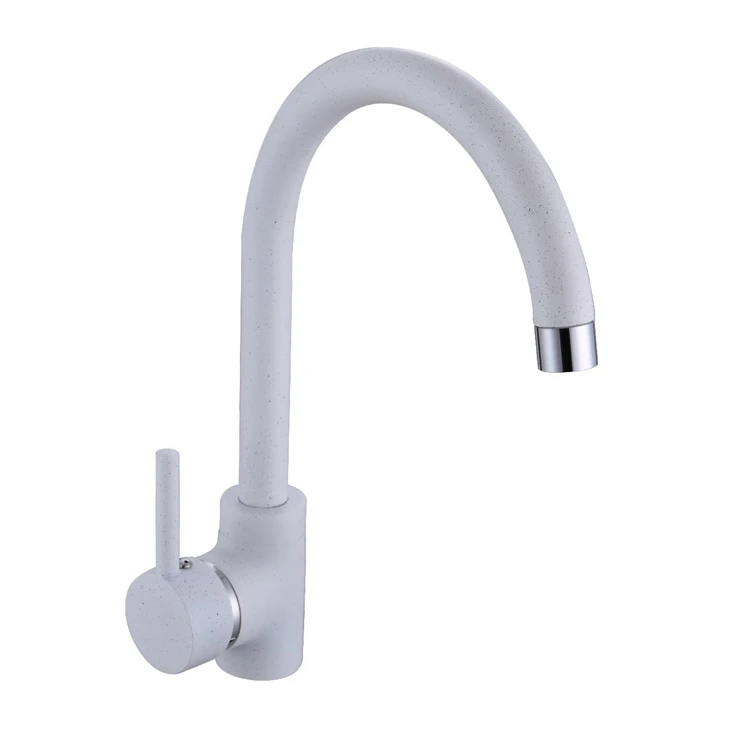Modern Single Lever White Painting Brass Kitchen Mixer Faucet