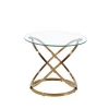 Modern style hotel lobby home furniture living room metal tube oblique leg coffee table round glass dining table