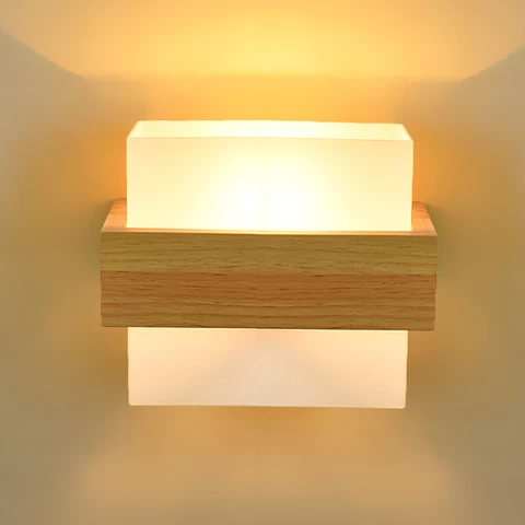 Modern Wooden Hotel Wall Light Up and Down Lighting Fancy Bedroom Indoor Wall Sconce E27/E26 Lampholder