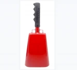 MOQ 24 pcs  11"  red metal handle sport promotional noise maker cow bell