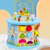 Multifunctional hexahedral color children learning wooden children educational toys