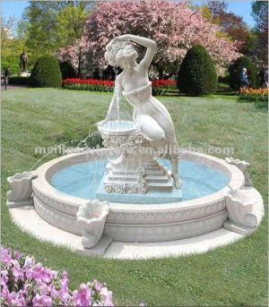 natural white marble hand carved garden water fountain