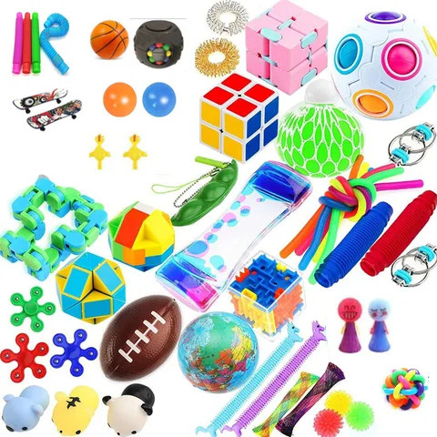 New and Unique Stress Relief 12 Hole Rainbow Ball Press Anti Anxiety and Stress Relief Toy Set