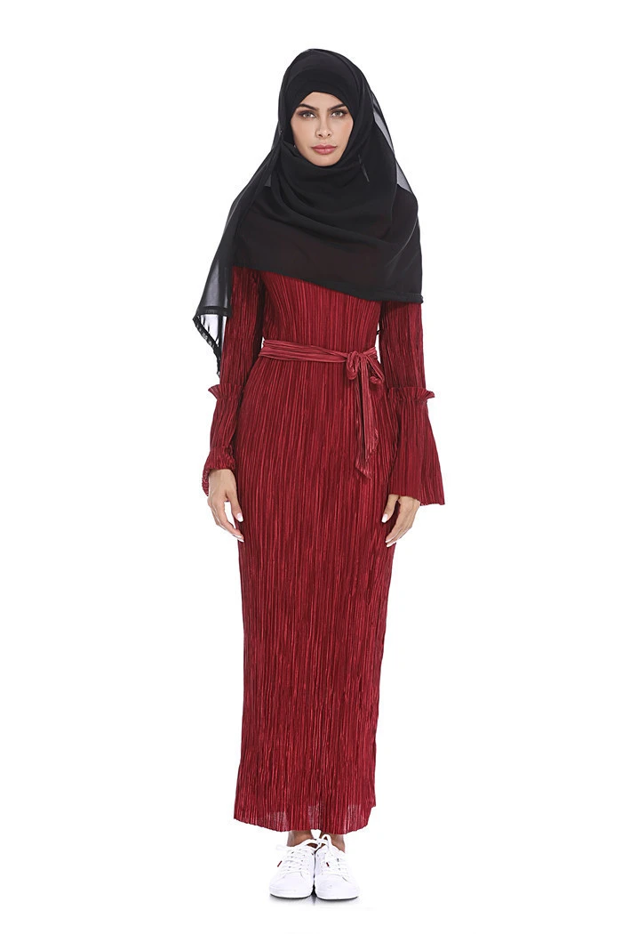 New arrival pleated long dress popular Arab Middle East Turkey fashion robe dress
