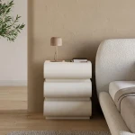 New Arrival White Color Side Table Bedroom Furniture nordic Nightstands Bedside Cabinet 3 Drawer Nightstand